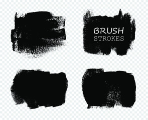 Set of black brush stroke banners