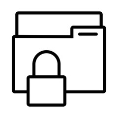 Poster - safe padlock with folder data security line style