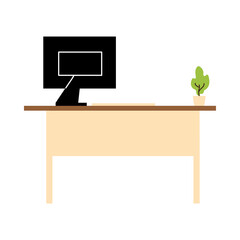 Canvas Print - workstation with computer, desk, chair