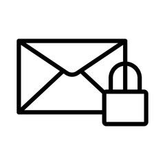 Poster - safe padlock with envelope data security line style