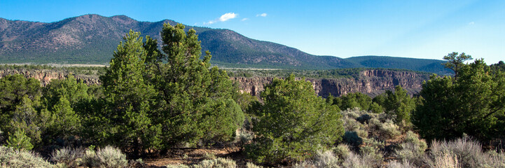 Poster - Panorama of pinyon-juniper woodland along the Rio Grande in Rio Grande del Norte National Monument in New Mexico