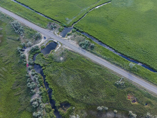 Aerial view on the Danube Biosphere Reserve in Danuble delta