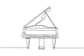 Wall Mural - One continuous line drawing of luxury analog grand piano. Trendy classical music instruments concept single line draw design graphic vector illustration