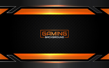 Wall Mural - abstract futuristic black and orange gaming background with modern esport shapes. vector design temp