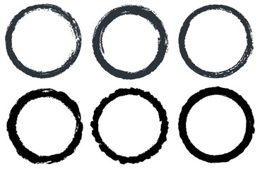 Wall Mural - Set of grunge round brush stroke frames.