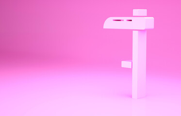 Wall Mural - Pink Scythe icon isolated on pink background. Minimalism concept. 3d illustration 3D render.