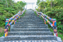 White Torri Gate With Beautiful Ocean View In Gaoshi Shrine Park, Pingtung, Taiwan