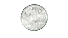 Glass With Ice On A White Background. The View From The Top. High Quality Photo