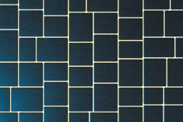 Wall Mural - Tile cubes with golden glowing gap, 3d rendering.