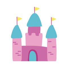 Sticker - cute castle fairytale hand draw style icon