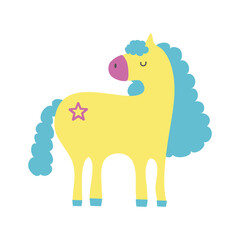 Sticker - cute unicorn with floral tatto hand draw style icon