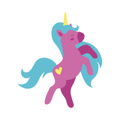 Poster - cute unicorn with heart tatto magical horse hand draw style icon