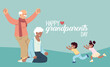 © djvstock - Grandmother and grandfather with grandchildren of happy grandparents day vector design