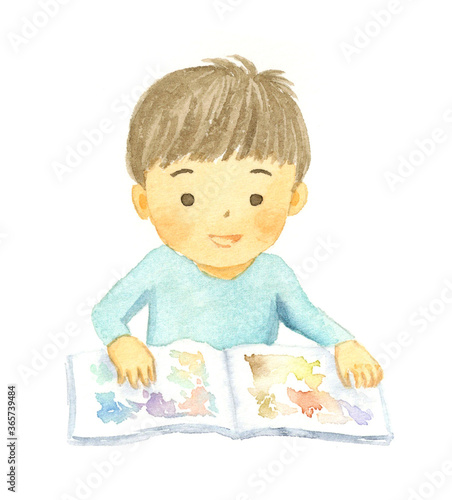 絵本を読む子供 水彩イラスト Stock Illustration Adobe Stock 絵本を読む子供 水彩イラスト Stock Illustration Adobe Stock