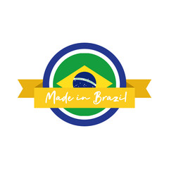 Canvas Print - made in brazil banner with flag and ribbon