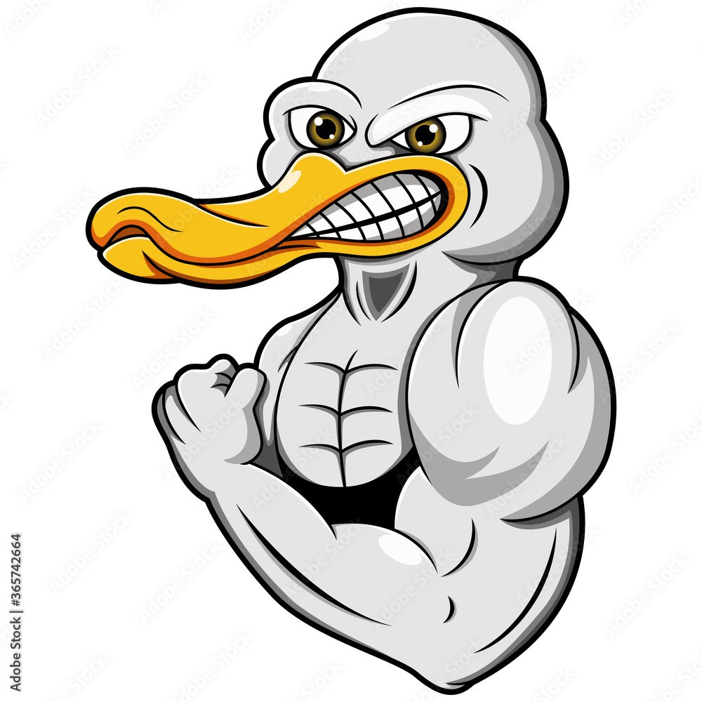 Cartoon strong duck mascot design Stock Vector | Adobe Stock