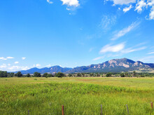 Flatirons With Blue Sky. Colorado. United States