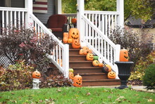 Jack-O-Lanterns On The Stairs