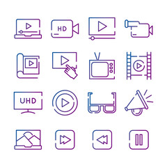 Poster - bundle of video content gradient style icon