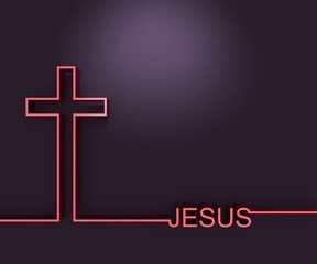 Christianity concept illustration. Cross and Jesus word. 3D rendering