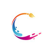 © cahyo - Letter C with paintbrush logo, creative art logo vector in gradient vibrant colors