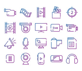 Poster - bundle of video content gradient style icon