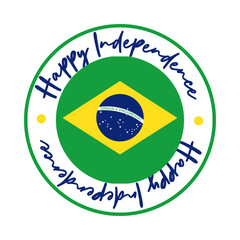 happy independence day brazil card with flag seal flat style