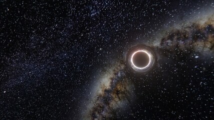 Wall Mural - Black hole realistic illustration. 8k resolution space wallpaper.