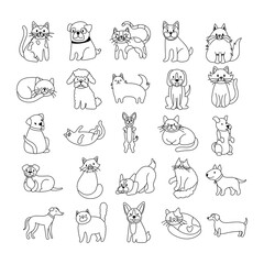 Poster - bundle of cats and dogs set icons