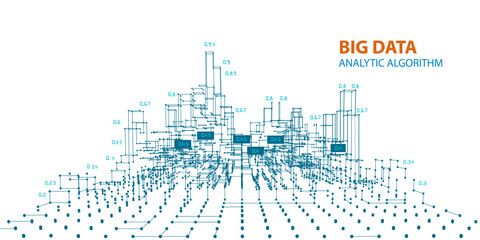 Wall Mural - abstract futuristic analysis infographic data on white background. big data. 3d grid data chart algo