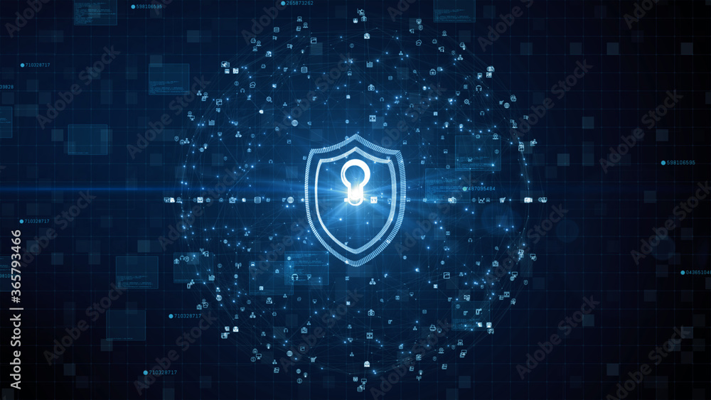 Shield Icon of Cyber Security. Digital Data Network Protection. High ...