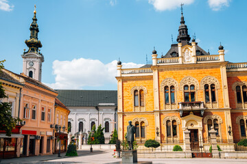 Wall Mural - Saint George's Cathedral and Vladicanski Dvor, Bishop's palace at old town in Novi Sad, Serbia