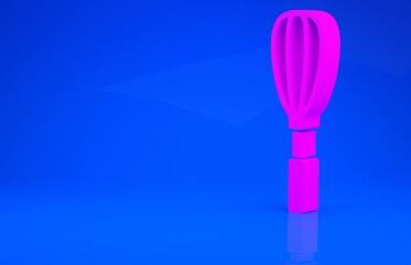 Sticker - Pink Kitchen whisk icon isolated on blue background. Cooking utensil, egg beater. Cutlery sign. Food mix symbol. Minimalism concept. 3d illustration. 3D render.