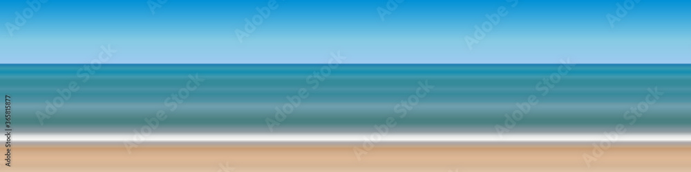 panoramic seascape view, sky, sea, beach landscape in natural colorful ...