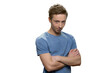 © DenisProduction.com - Portrait of teen boy with his arms crossed. Isolated on white background.