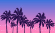 © kraft2727 - Palm trees at sunset with garlands, vector art illustration.