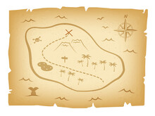レトロな宝の地図のイラスト