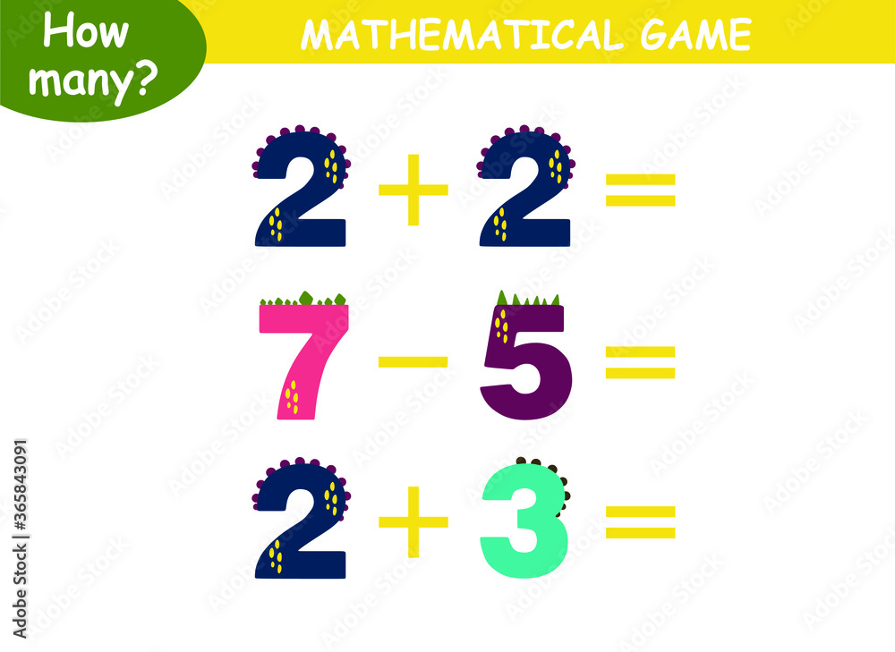 examples of addition and subtraction with dinosaurs. educational page ...