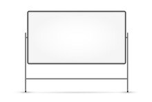 Blank White Board. Isolated Empty Business Presentation White Board On Stand. Vector Blank Whiteboard Frame With Copy Space. Education And Seminar Concept