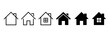 © Bohdan - Vector home icons. House symbol. Set of real estate objects and houses black icons isolated on white background.