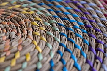 Original weaving of rugs. Abstract rainbow background and texture.