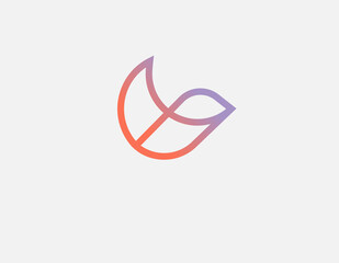Creative bright linear gradient logo icon abstract bird