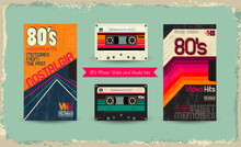 VHS Tape. Vector Beta Tape And Cassette Box Old Graphic In 80s Style. Awesome Super Video Hits. VHS Effect. 80's And 90's Style. Retro Vintage Cover. Eighties Letters. Easy Editable Design Template.
