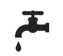 Water Faucet Icon. Isolated Vector Household Design Element. Save Water Symbol