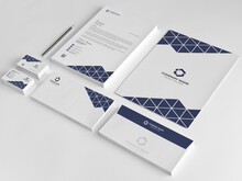 Minimal Branding Identity Template. Business Card, Letterhead, Invoice, Envelope, Business Folder In Vector Illustration