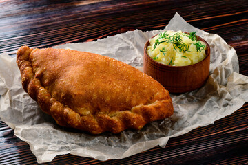 Canvas Print - fried homemade pie with potatoes