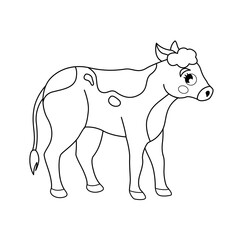 Sticker - Coloring book for children. Farm animals. Calf.