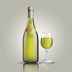 Canvas Print - bottle of wine with glass