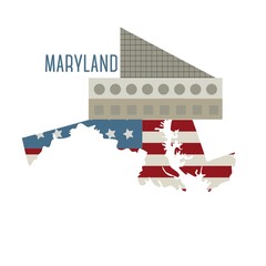 Sticker - maryland state map with national aquarium