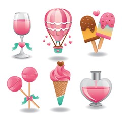 Poster - set of love icons